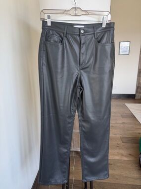 Loft  faux leather black pants high waisted - size 4